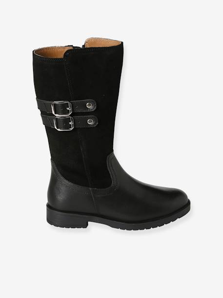 Bottes cavalières zippées cuir fille noir - vertbaudet enfant 