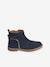 Boots enfant fille cuir zippées noeud fantaisie BLEU FONCE UNI+noir imprimé - vertbaudet enfant 