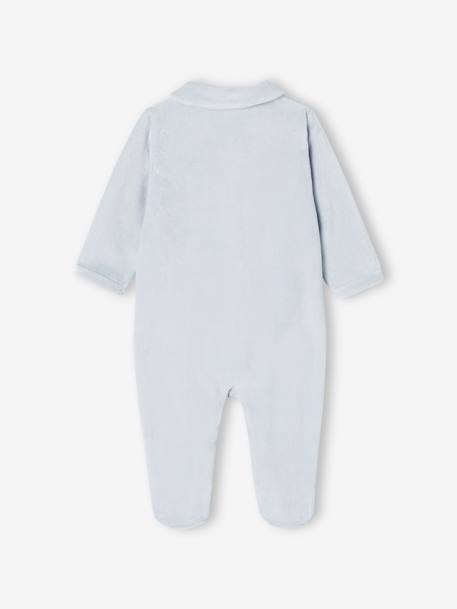 Lot de 2 pyjamas mixtes velours ouverture naissance bleu pâle+cappuccino+rose - vertbaudet enfant 