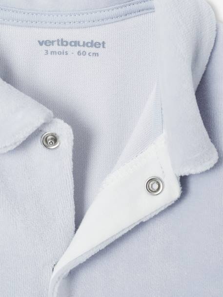 Lot de 2 pyjamas mixtes velours ouverture naissance bleu pâle+cappuccino+rose - vertbaudet enfant 