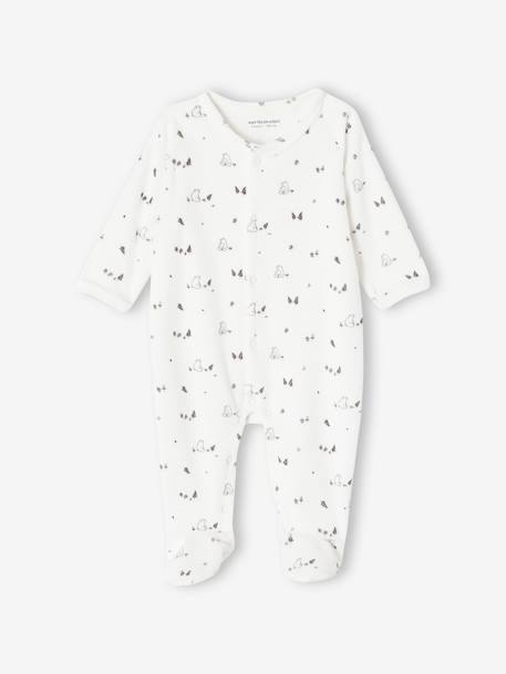 Lot de 2 pyjamas mixtes velours ouverture naissance bleu pâle+cappuccino+rose - vertbaudet enfant 
