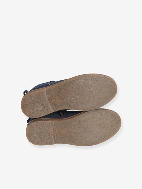 Boots enfant fille cuir zippées noeud fantaisie BLEU FONCE UNI+noir imprimé - vertbaudet enfant 