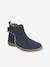 Boots enfant fille cuir zippées noeud fantaisie BLEU FONCE UNI+noir imprimé - vertbaudet enfant 