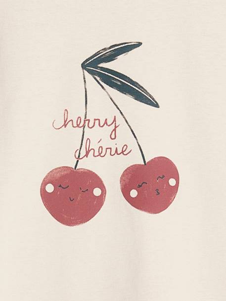 Tee-shirt à message fille beige poudré+vert de gris - vertbaudet enfant 