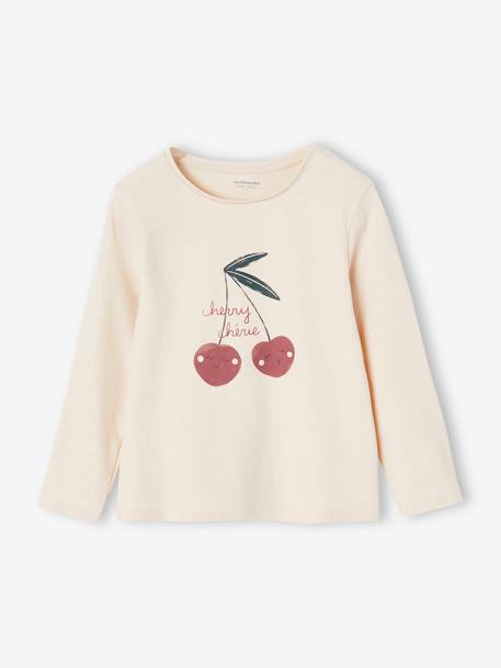 Tee-shirt à message fille beige poudré+vert de gris - vertbaudet enfant 