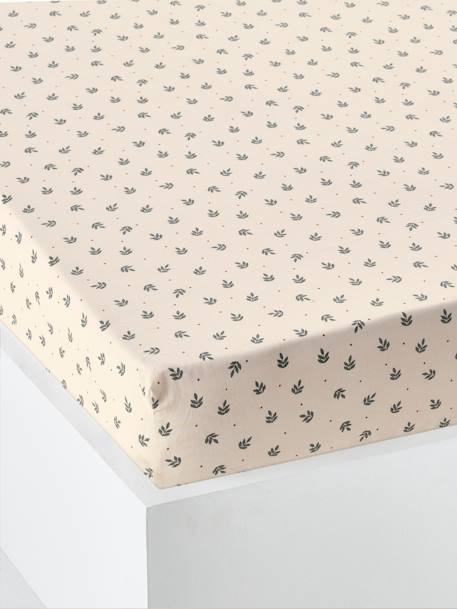 Drap-housse enfant RETRO FLOWERS, avec coton recyclé blanc imprimé - vertbaudet enfant 