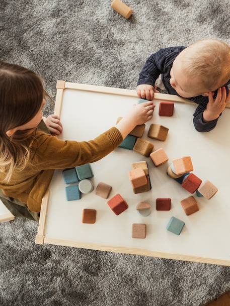 Doos met houten bouwstenen 40 stuks - KORKO meerkleurig - vertbaudet enfant 