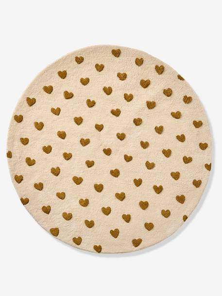 Tapis rond Coeur beige imprimé - vertbaudet enfant 