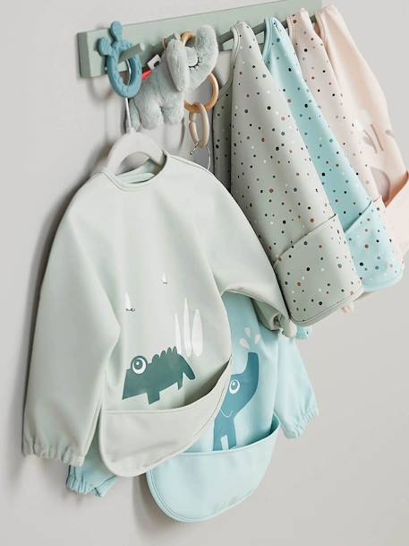 Bavoir à manches avec poche sable+vert - vertbaudet enfant 