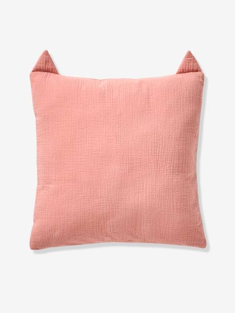Coussin animal en gaze de coton personnalisable cannelle+rose+vert sauge - vertbaudet enfant 