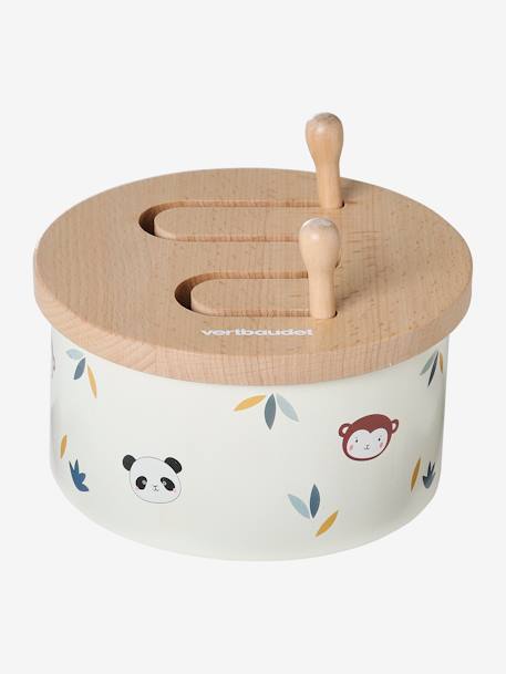 Tambour avec instruments en bois FSC® TANZANIE écru - vertbaudet enfant 