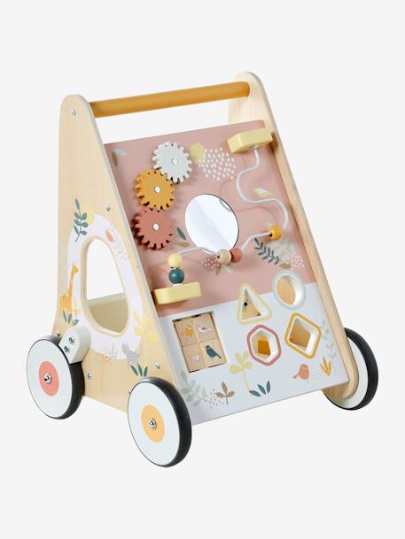 Loopwagen met houten remmen hout+rozen - vertbaudet enfant 