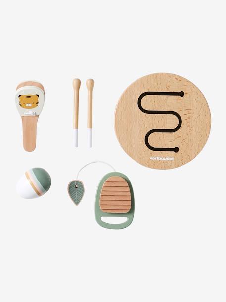 Tambour avec instruments en bois FSC® TANZANIE écru - vertbaudet enfant 