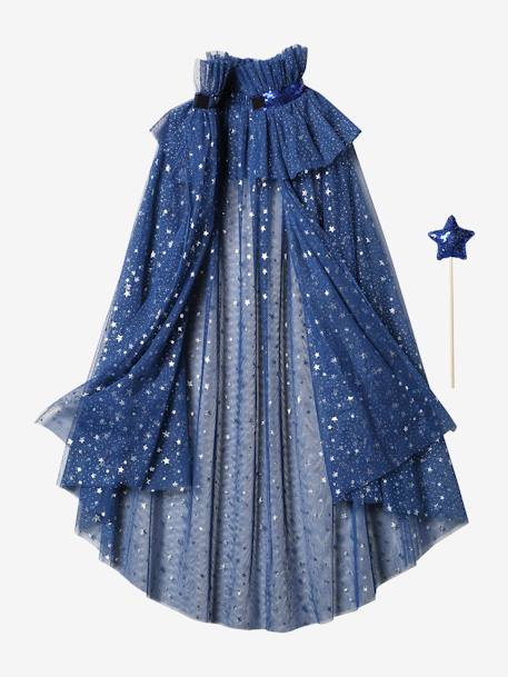 Cape à étoiles et paillettes + baguette blanc+bleu+noir - vertbaudet enfant 