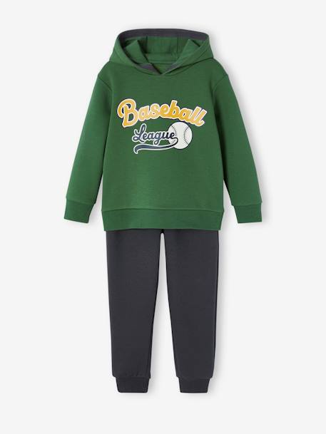 Sportset sweater met capuchon en joggingbroek jongens groen - vertbaudet enfant 