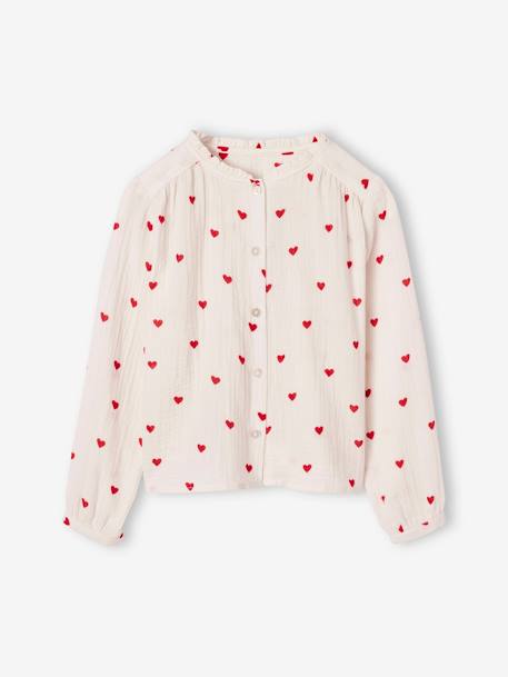 Chemise file gaze de coton imprimée personnalisable blanc imprimé+écru - vertbaudet enfant 