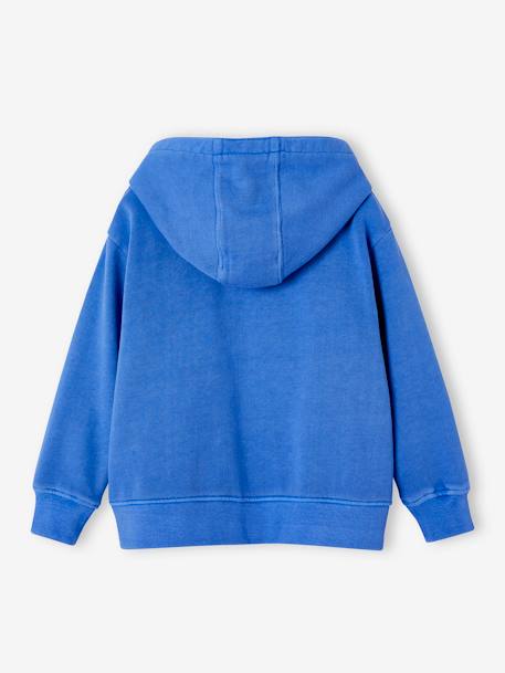Sweat zippé à capuche lettres appliquées garçon bleu azur - vertbaudet enfant 