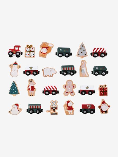 Adventskalender met FSC® houten speelgoed blauw+ecru+groen+hout+rood - vertbaudet enfant 