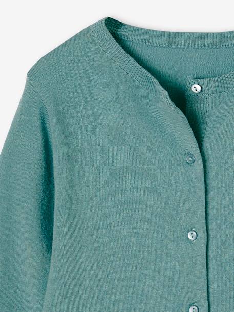 Gilet fille maille fine BASICS anthracite+beige chiné+blush+bois de rose+gris chiné+marine+vanille+vert émeraude - vertbaudet enfant 