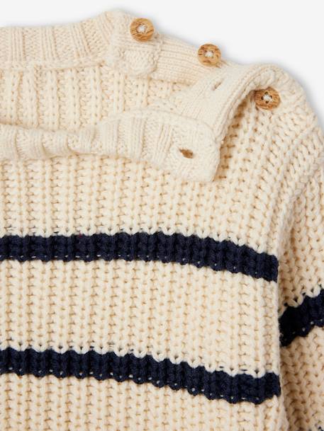 Pull bébé garçon en côte perlée beige chiné+écru+vert sauge - vertbaudet enfant 