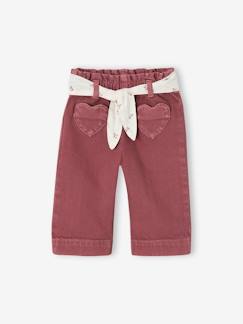 - Wijde broek met kleur babymeisje met riem om te strikken