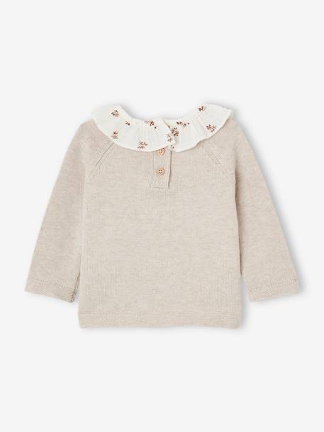 Pull bébé naissance à collerette fleurie beige chiné - vertbaudet enfant 