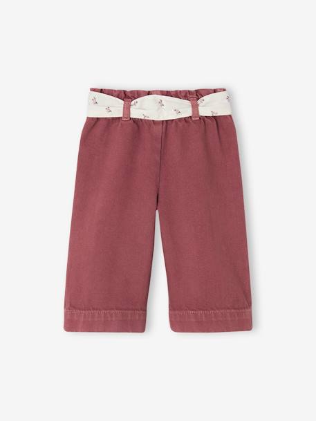 Pantalon bébé fille large ceinture à nouer caramel+violine - vertbaudet enfant 