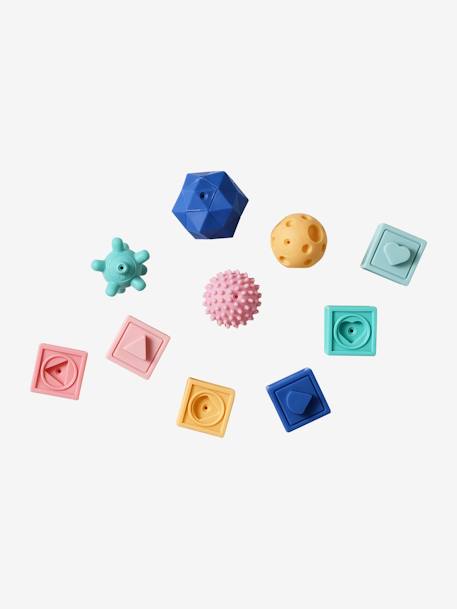 Set van 6 kubussen en 4 activiteitenballen meerkleurig - vertbaudet enfant 