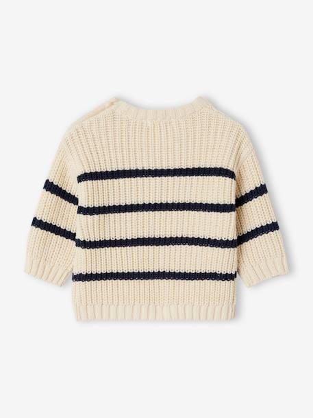 Pull bébé garçon en côte perlée beige chiné+écru+vert sauge - vertbaudet enfant 