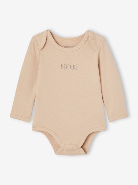 Lot 5 bodies manches longues BASICS bébé emmanchures US en coton bio lot blanc - vertbaudet enfant 