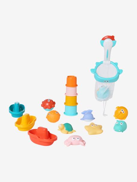 Set van 16 badspeeltjes met mandje meerkleurig - vertbaudet enfant 