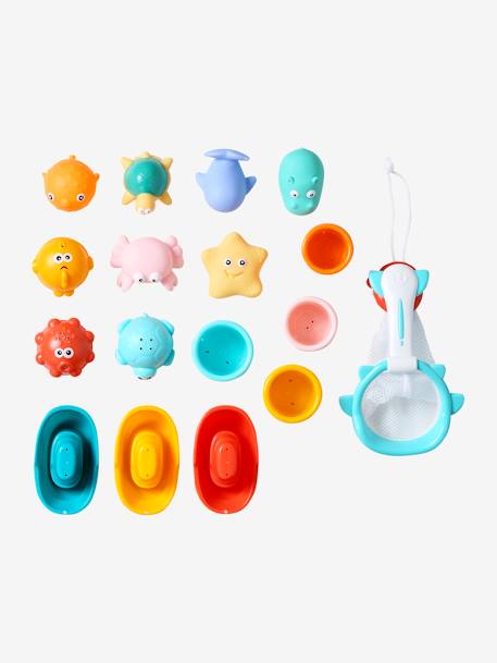 Set van 16 badspeeltjes met mandje meerkleurig - vertbaudet enfant 