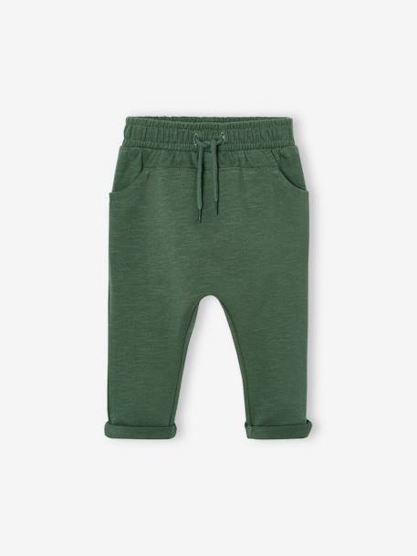 Lot de 2 pantalons bébé en molleton bleu jean+vert sapin - vertbaudet enfant 