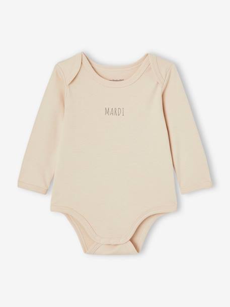 Lot 5 bodies manches longues BASICS bébé emmanchures US en coton bio lot blanc - vertbaudet enfant 
