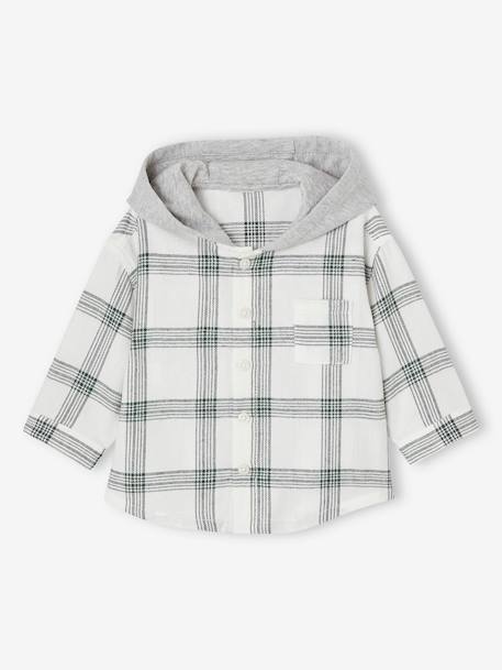 Chemise à capuche à carreaux bébé écru - vertbaudet enfant 