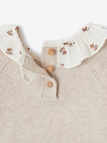 Pull bébé naissance à collerette fleurie beige chiné - vertbaudet enfant 