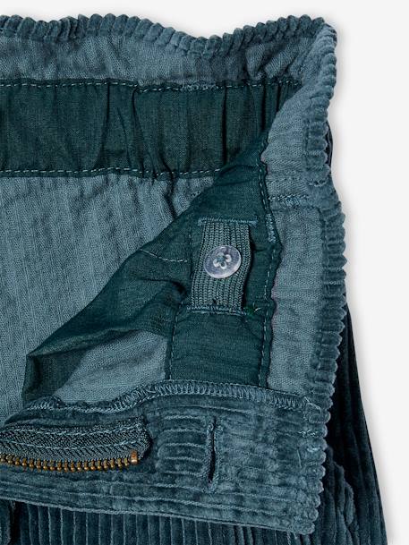 Pantalon fille large velours côtelé style paperbag marine+mauve+olive+vert sapin - vertbaudet enfant 