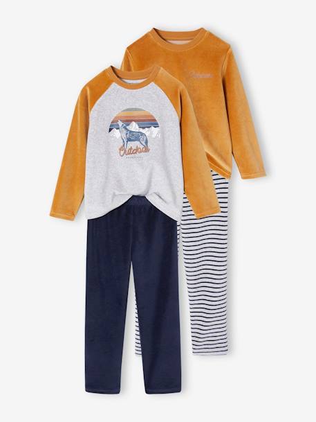 Garçon-Lot de 2 pyjamas garçon velours loup
