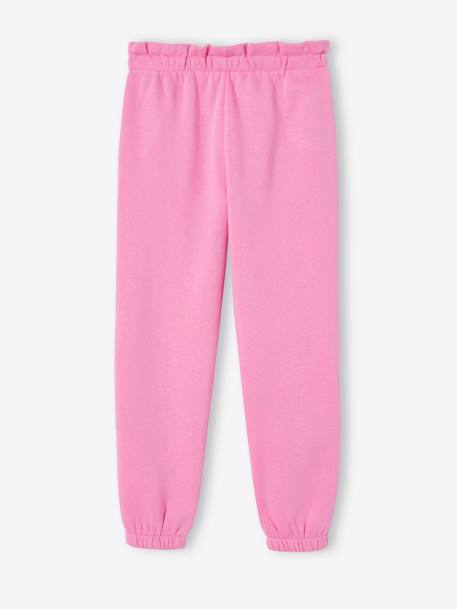Molton joggingbroek voor meisjes met paperbag ceintuur snoepjesroze - vertbaudet enfant 