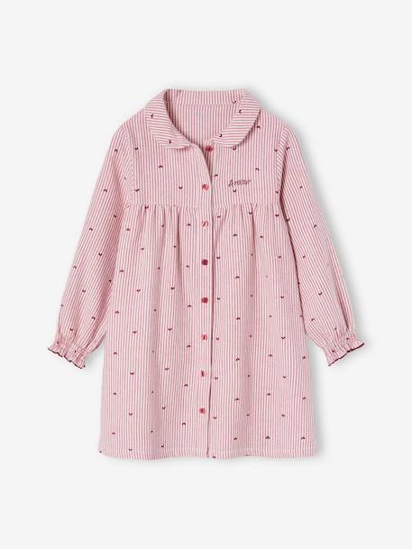 Gestreept nachthemd van flanel + legging voor meisjes rozenhout - vertbaudet enfant 