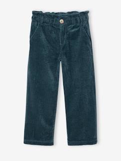 Meisje-Ruime ribfluwelen paperbag-stijl broek voor meisjes 