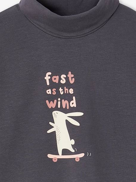 Set van 3  t-shirts met rolkraag voor meisjes antraciet+ecru+groengrijs+poederroze set - vertbaudet enfant 