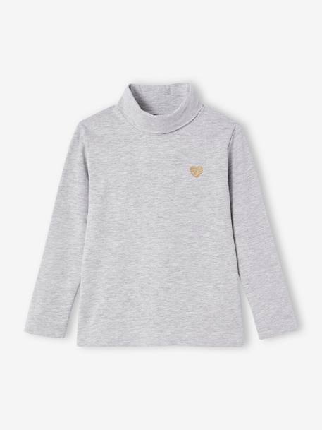 Lot de 3 T-shirts col roulé fille anthracite+écru+lot rose poudré+vert de gris - vertbaudet enfant 