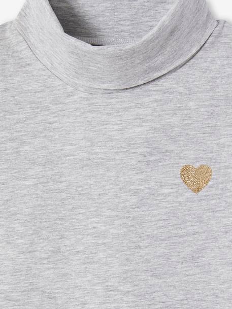 Lot de 3 T-shirts col roulé fille anthracite+écru+lot rose poudré+vert de gris - vertbaudet enfant 