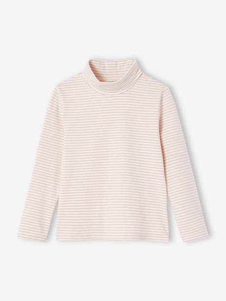 Set van 3  t-shirts met rolkraag voor meisjes antraciet+ecru+groengrijs+poederroze set - vertbaudet enfant 