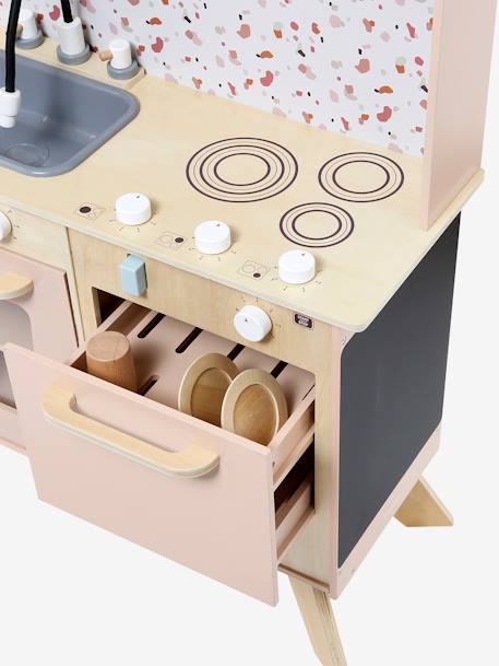 Grande cuisine en bois FSC® équipée rose - vertbaudet enfant 