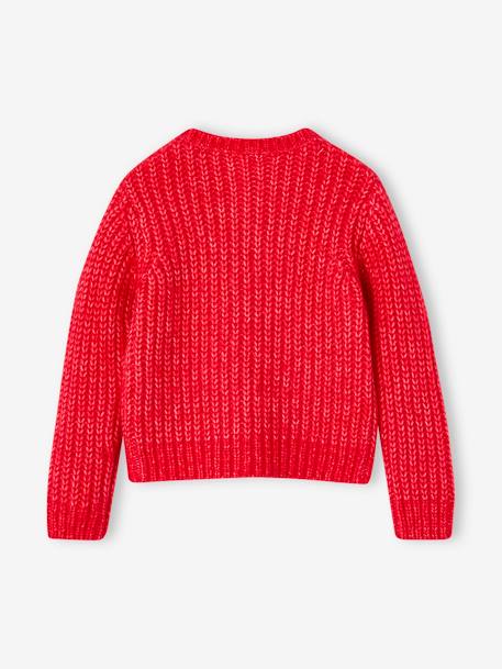 Wijd vest van schuimbreiwerk meisjes donkerpaars+gemêleerd grijs+petrolblauw+rood+roze (poederkleur) - vertbaudet enfant 