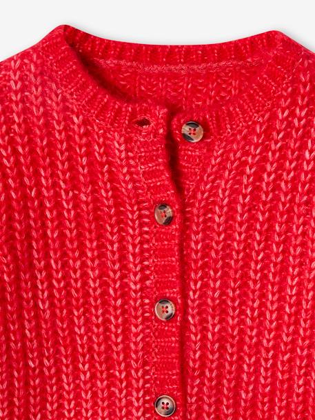 Wijd vest van schuimbreiwerk meisjes donkerpaars+gemêleerd grijs+petrolblauw+rood+roze (poederkleur) - vertbaudet enfant 