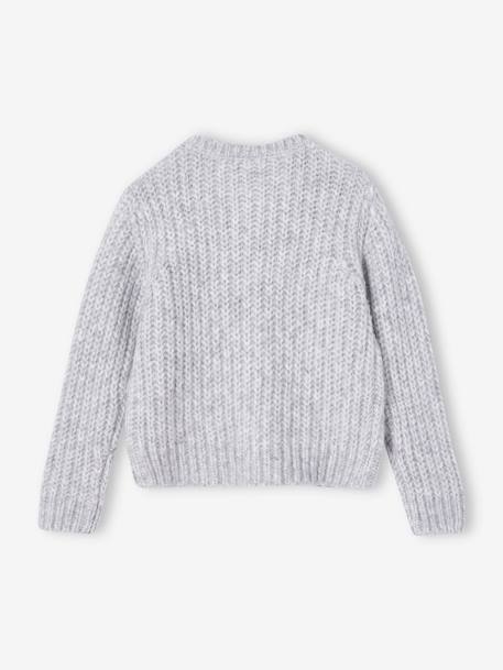 Wijd vest van schuimbreiwerk meisjes donkerpaars+gemêleerd grijs+petrolblauw+rood+roze (poederkleur) - vertbaudet enfant 