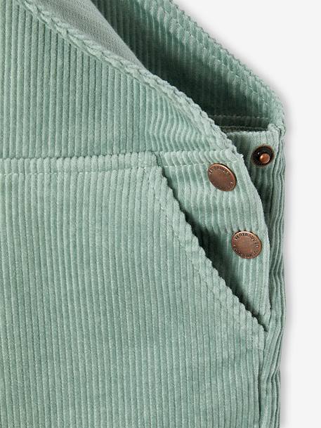 Velours meisjestuinbroek met ruches op de bandjes antraciet+groengrijs - vertbaudet enfant 